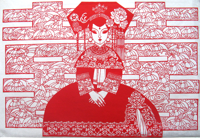 《满族婚俗》一套十一幅　2011年第二届中国剪纸节银奖　徐悲鸿纪念馆收藏.JPG